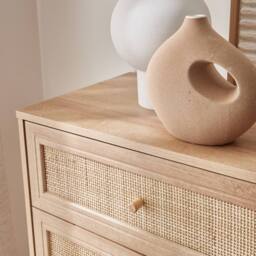 sweeek 6-drawer Chest With Wood & Cane Effect in Light Brown - thumbnail 4