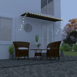Berkfield Home Retractable Awning with LED 350x150 cm Anthracite in Black - thumbnail 2