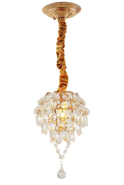 Living and Home Elegant Crystal Pendant Light in Gold - image 1