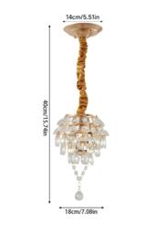 Living and Home Elegant Crystal Pendant Light in Gold - thumbnail 3