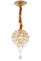 Living and Home Elegant Crystal Pendant Light in Gold - thumbnail 1