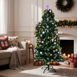Shatchi 3Ft/90cm Baubles & Stars Fibre Optic Christmas Tree LED Pre-Lit in Green - Size: 3ft - thumbnail 4