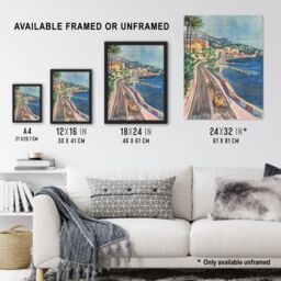 "Artery8 Monaco Motor Sport Race Track Cityscape Painting Wall Art Print in Blue - Size: W18"" x H24""" - thumbnail 3