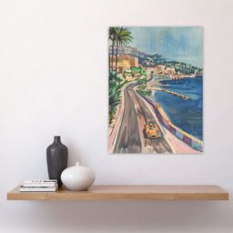 "Artery8 Monaco Motor Sport Race Track Cityscape Painting Wall Art Print in Blue - Size: W18"" x H24""" - thumbnail 4