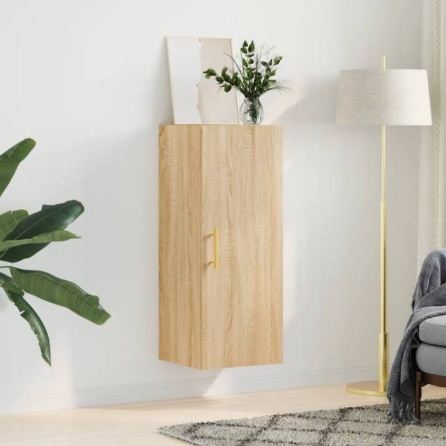 Berkfield Home Wall Mounted Cabinet Sonoma Oak 34.5x34x90 cm in Light Brown - image 1