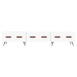 Berkfield Home TV Cabinet White 150x36x30 cm Engineered Wood - Size: 150 x 36 x 30 cm - thumbnail 5