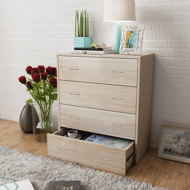 Berkfield Home Sideboard with 4 Drawers 60x30.5x71 cm Oak Colour in Brown - image 1