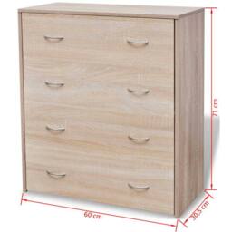 Berkfield Home Sideboard with 4 Drawers 60x30.5x71 cm Oak Colour in Brown - thumbnail 6