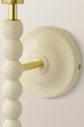 ValueLights Bobbins Cream Bobble Wall Light with Trim Linen Lamp Shade & Bulb in Natural - thumbnail 5