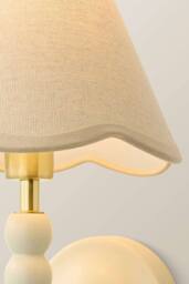 ValueLights Bobbins Cream Bobble Wall Light with Trim Linen Lamp Shade & Bulb in Natural - thumbnail 4