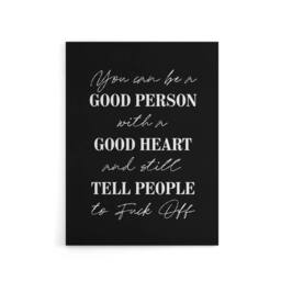 "Artery8 Good Person With A Good Heart Funny Cheeky Canvas Wall Art Print in Black - Size: W12"" x H16""" - thumbnail 1