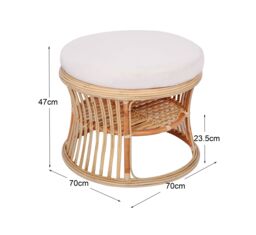 Nordlys Wicker & Fabric End Table Pouf for Living Room in Beige - thumbnail 5