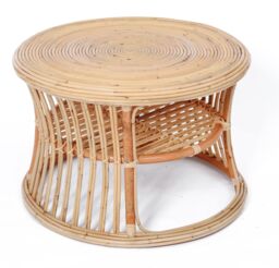 Nordlys Wicker & Fabric End Table Pouf for Living Room in Beige - thumbnail 7