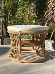 Nordlys Wicker & Fabric End Table Pouf for Living Room in Beige - thumbnail 9