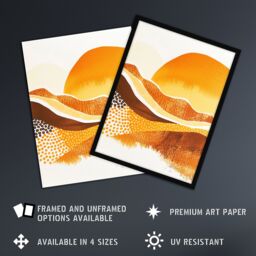 "Artery8 Abstract Mountains Sunset Amber Orange Landscape Framed Wall Art in Mustard - Size: W12"" x H16""" - thumbnail 2
