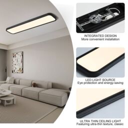 Garwarm 1 Light 100cm Black Rectangle Acrylic LED Flush Mount - thumbnail 7
