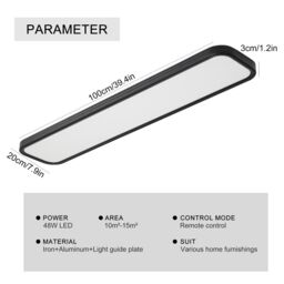 Garwarm 1 Light 100cm Black Rectangle Acrylic LED Flush Mount - thumbnail 8