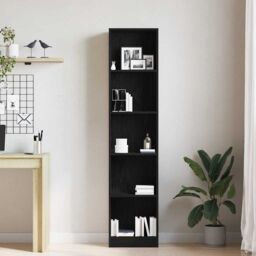 Berkfield Home Bookcase Black Oak 40x24x176 cm Engineered Wood in Brown - Size: 40 x 24 x 176 cm - thumbnail 3