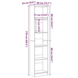 Berkfield Home Bookcase Black Oak 40x24x176 cm Engineered Wood in Brown - Size: 40 x 24 x 176 cm - thumbnail 9