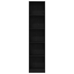 Berkfield Home Bookcase Black Oak 40x24x176 cm Engineered Wood in Brown - Size: 40 x 24 x 176 cm - thumbnail 5