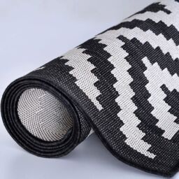 THE RUGS Outdoor Indoor Geometric Diamond Rug Black Ivory Weather Resistant - Size: 160 cm x 230 cm - thumbnail 6