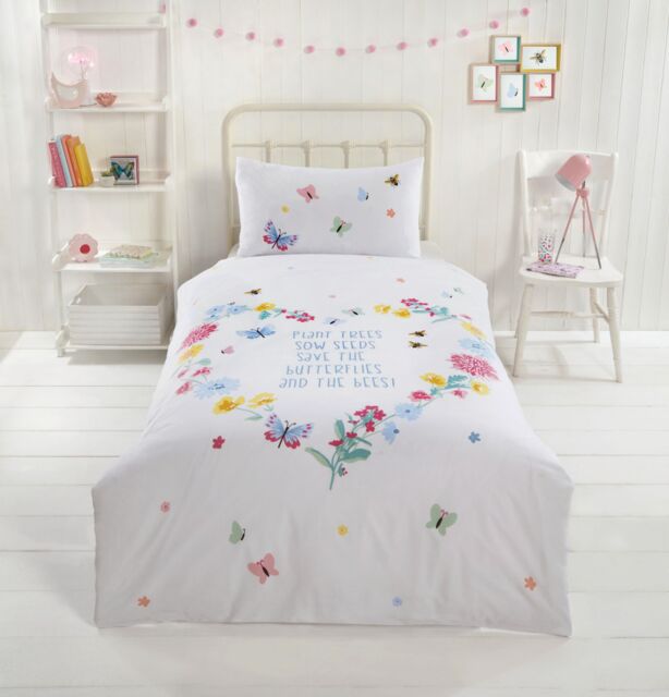 Rapport Home PH Butterflies & Bees Duvet Cover Set with Pillowcase in White - Size: Single - image 1