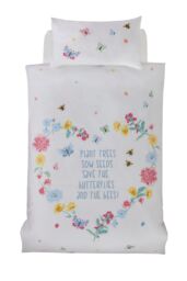 Rapport Home PH Butterflies & Bees Duvet Cover Set with Pillowcase in White - Size: Single - thumbnail 3