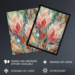 "Artery8 Exotic Flower Bloom Patterns Floral Folk Art Wall Art Print - Size: W24"" x H32""" - thumbnail 2
