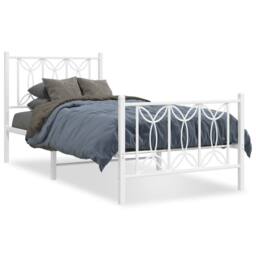Berkfield Home Metal Bed Frame without Mattress with Footboard White 80x200cm - Size: 80x200 cm - thumbnail 3