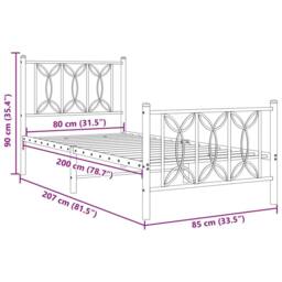 Berkfield Home Metal Bed Frame without Mattress with Footboard White 80x200cm - Size: 80x200 cm - thumbnail 8