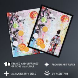 "Artery8 Geisha Floral Kimono Japan Abstract Fantasy Art Wall Art Print - Size: W24"" x H32""" - thumbnail 2