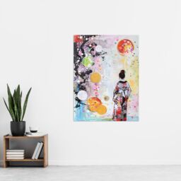 "Artery8 Geisha Floral Kimono Japan Abstract Fantasy Art Wall Art Print - Size: W24"" x H32""" - thumbnail 4