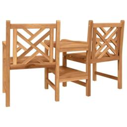 Berkfield Home Outdoor Chairs with Shelf Lattice with Storage Brown Solid teak wood - thumbnail 7