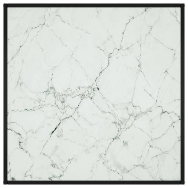 Berkfield Home Modern Coffee Table Black with White Marble Glass 90x90x50 cm - Size: 90 x 90 x 50 cm - image 1