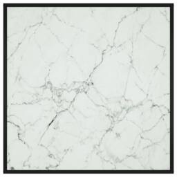 Berkfield Home Modern Coffee Table Black with White Marble Glass 90x90x50 cm - Size: 90 x 90 x 50 cm