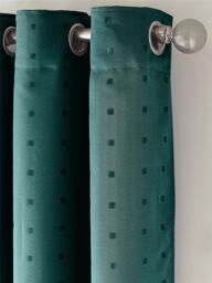 Luxury Living Adi Lined Ring Top Eyelet Curtains in Teal - Size: 168 cm width x 229 cm drop - thumbnail 2