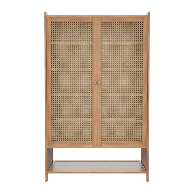 Kelvenix Natural Bamboo Shoe Cabinet with 2 Doors 7 - Tier Tall Rack in Brown - Size: 0.6m2 - image 1