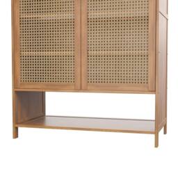 Kelvenix Natural Bamboo Shoe Cabinet with 2 Doors 7 - Tier Tall Rack in Brown - Size: 0.6m2 - thumbnail 2