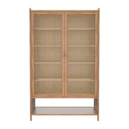Kelvenix Natural Bamboo Shoe Cabinet with 2 Doors 7 - Tier Tall Rack in Brown - Size: 0.6m2