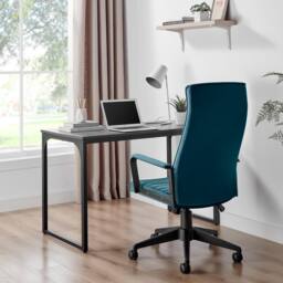 FurnitureboxUK Centro Velvet Reclining Office Chair in Blue - thumbnail 3