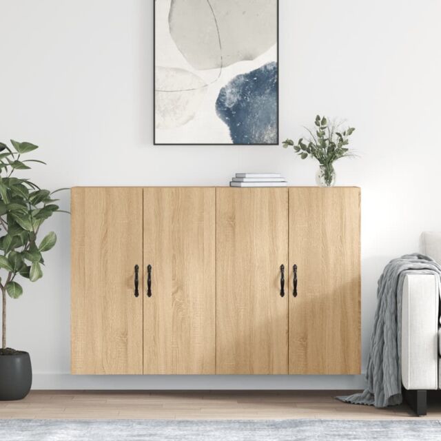 Berkfield Home Wall Mounted Cabinets 2 pcs Sonoma Oak Engineered Wood in Brown - image 1