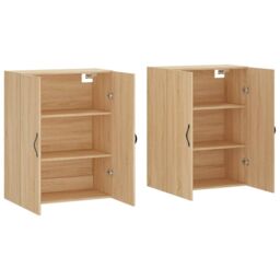 Berkfield Home Wall Mounted Cabinets 2 pcs Sonoma Oak Engineered Wood in Brown - thumbnail 4
