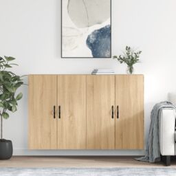 Berkfield Home Wall Mounted Cabinets 2 pcs Sonoma Oak Engineered Wood in Brown - thumbnail 1