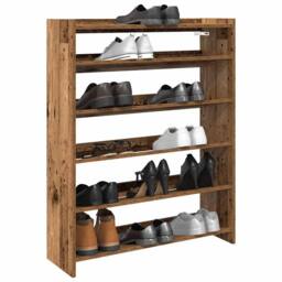 Berkfield Home Shoe Rack Old Wood 80x25x100 cm Engineered Wood in Brown - Size: 80 x 25 x 100 cm - thumbnail 2