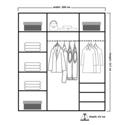 MN Furniture Double Mirror Sliding Wardrobe with LED Light 200cm x 217cm in Black - Size: 200 cm x 217 cm - thumbnail 5