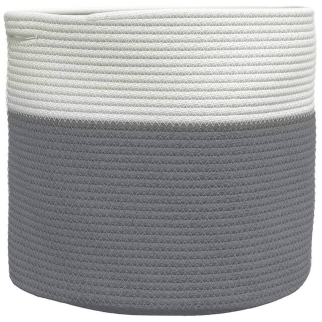 Berkfield Home Storage Basket Grey & White √ò40x35 cm Cotton - Size: 40x35 cm - image 1