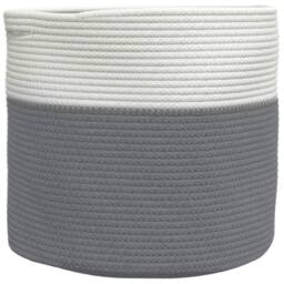 Berkfield Home Storage Basket Grey & White √ò40x35 cm Cotton - Size: 40x35 cm