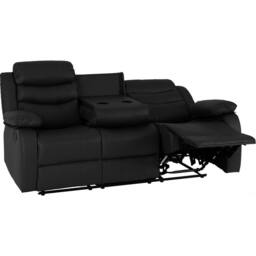 Seconique Roma 3 Seater Recliner Sofa - Black Faux Leather - thumbnail 6