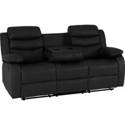Seconique Roma 3 Seater Recliner Sofa - Black Faux Leather - thumbnail 4