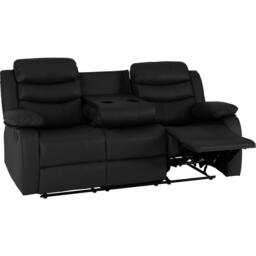Seconique Roma 3 Seater Recliner Sofa - Black Faux Leather - thumbnail 5